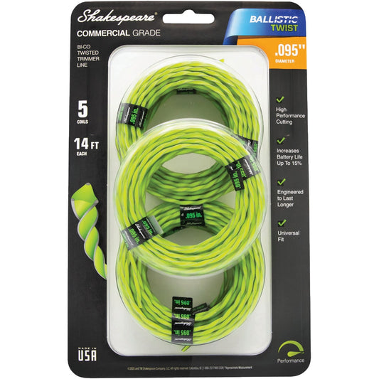 Shakespeare Ballistic Twist Universal Pre-Cut Trimmer Line Coils (5-Pack)