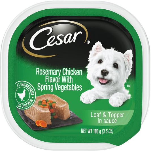 Cesar Loaf & Topper Rosemary Chicken w/Spring Vegetables Adult Wet Dog Food, 3.5 Oz.