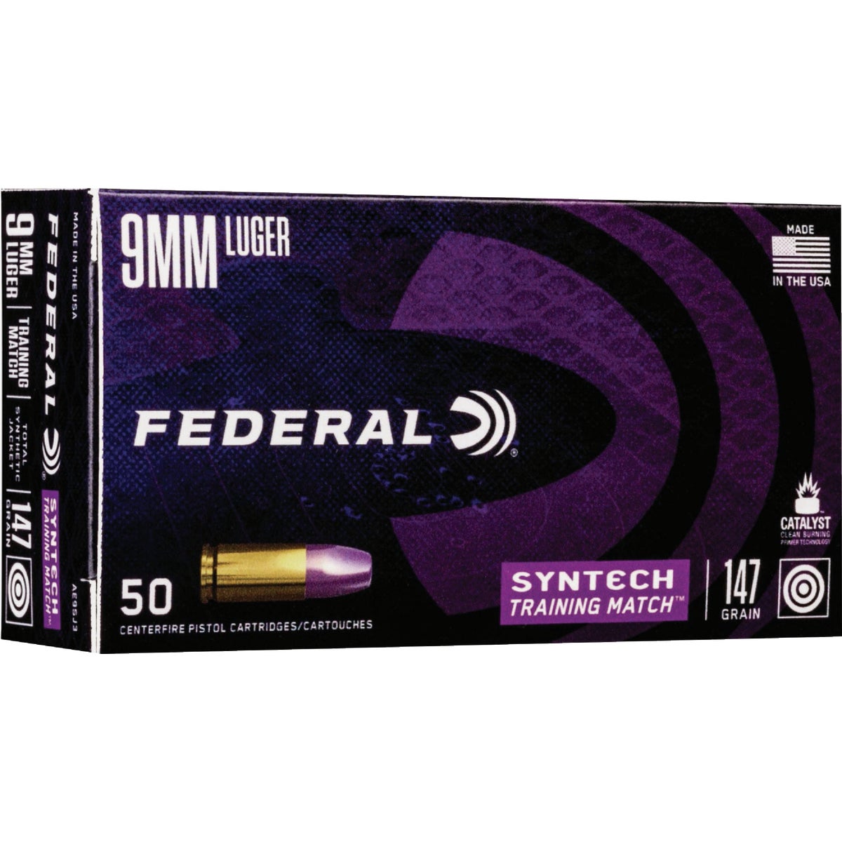 Federal American Eagle Training Match 9mm Luger 147 Grain TSJ Centerfire Ammunition Cartridges