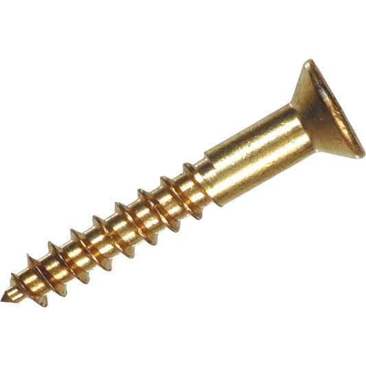 Hillman #4 x 1/2 In. Phillips Flat Head Brass Wood Screw (100 Ct.)