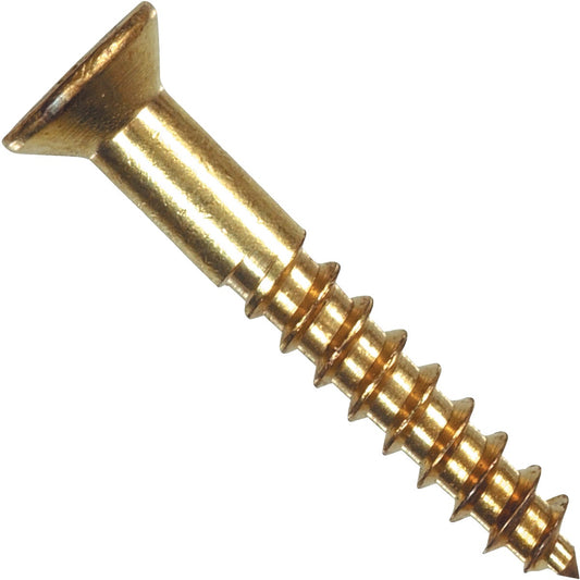 Hillman #6 x 1/2 In. Phillips Flat Head Brass Wood Screw (100 Ct.)