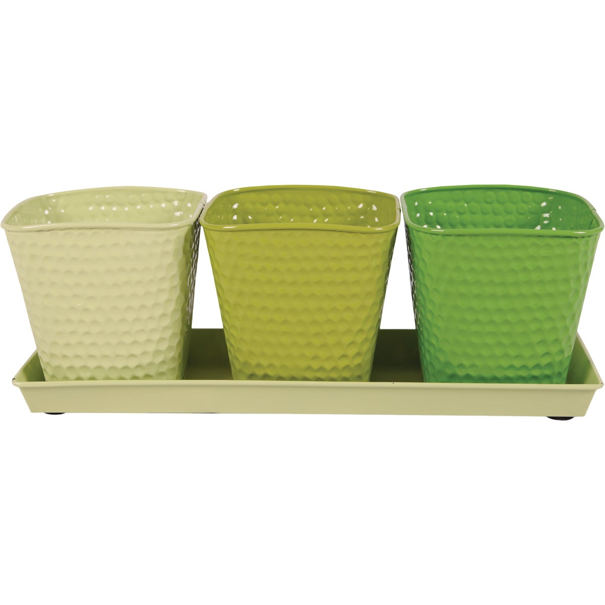 Robert Allen Selby 4.25 In. x 4 In. x 11.75 In. Metal Limelight Green Herb Garden Planter Set (4-Piece)