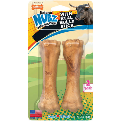 Nylabone Natural Nubz Bully Stick Grain Free Dog Treat Chew (2-Pack)
