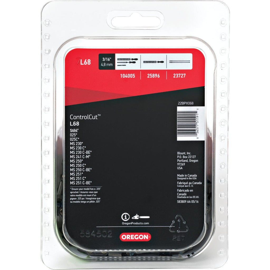 Oregon ControlCut L68 18 In. 0.325 In. 68 Link Saw Chain
