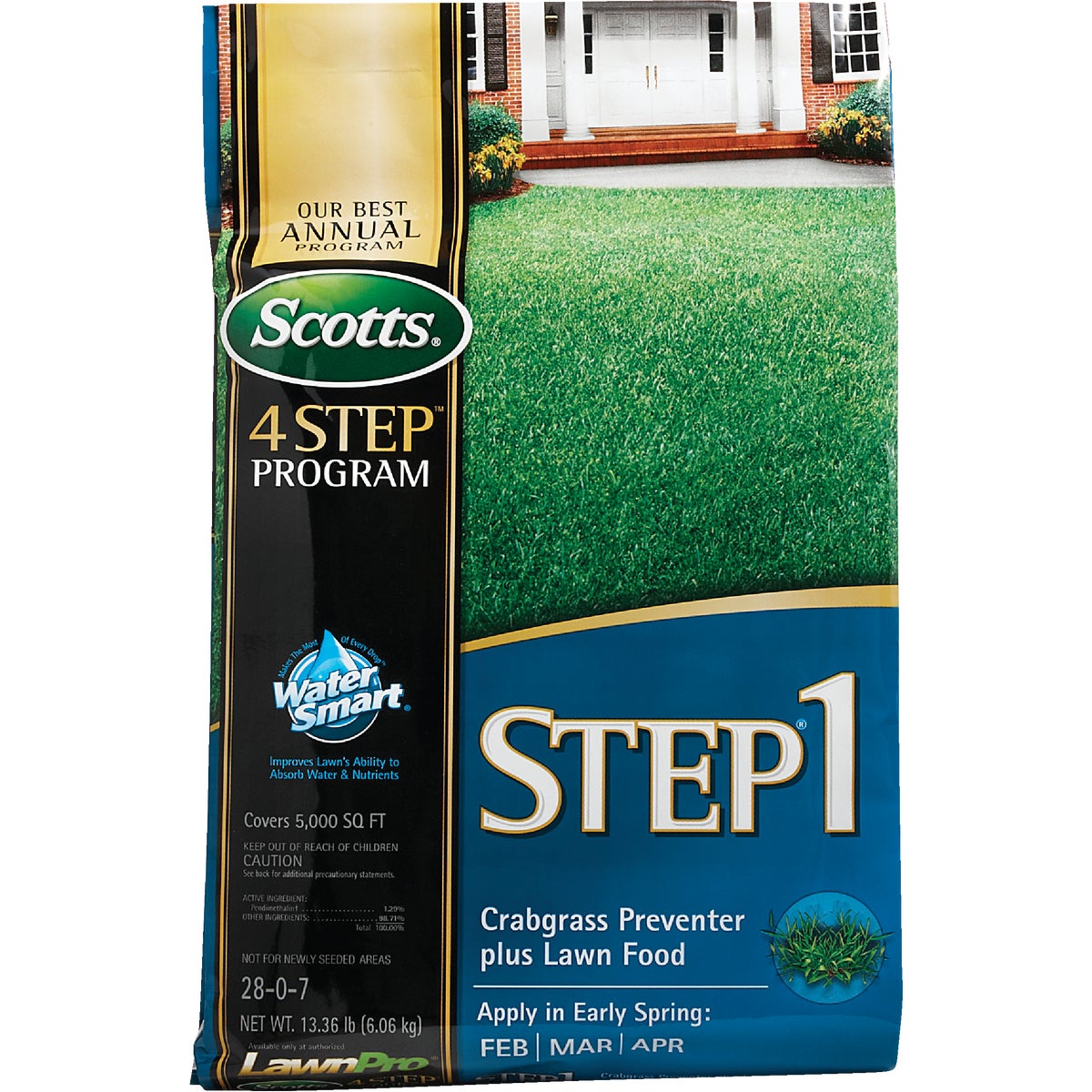 Scotts 4-Step Program Step 1 13.46 Lb. 5000 Sq. Ft. 28-0-7 Lawn Fertilizer with Crabgrass Preventer