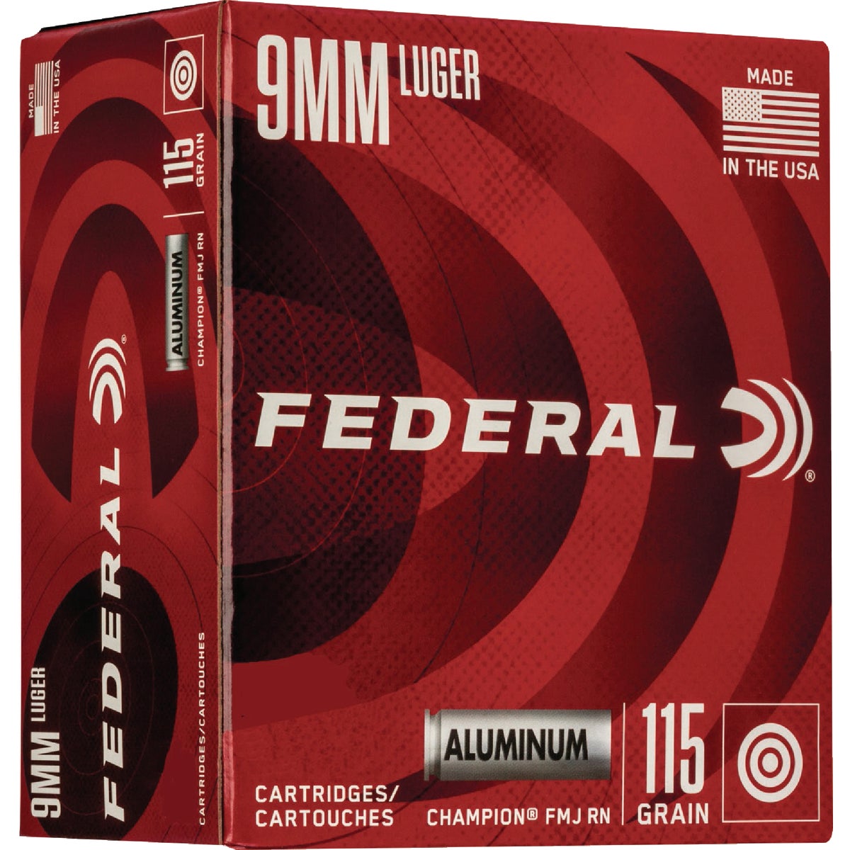 Federal Champion 9mm Luger 115 Grain FMJ RN Aluminum Centerfire Ammunition Cartridges