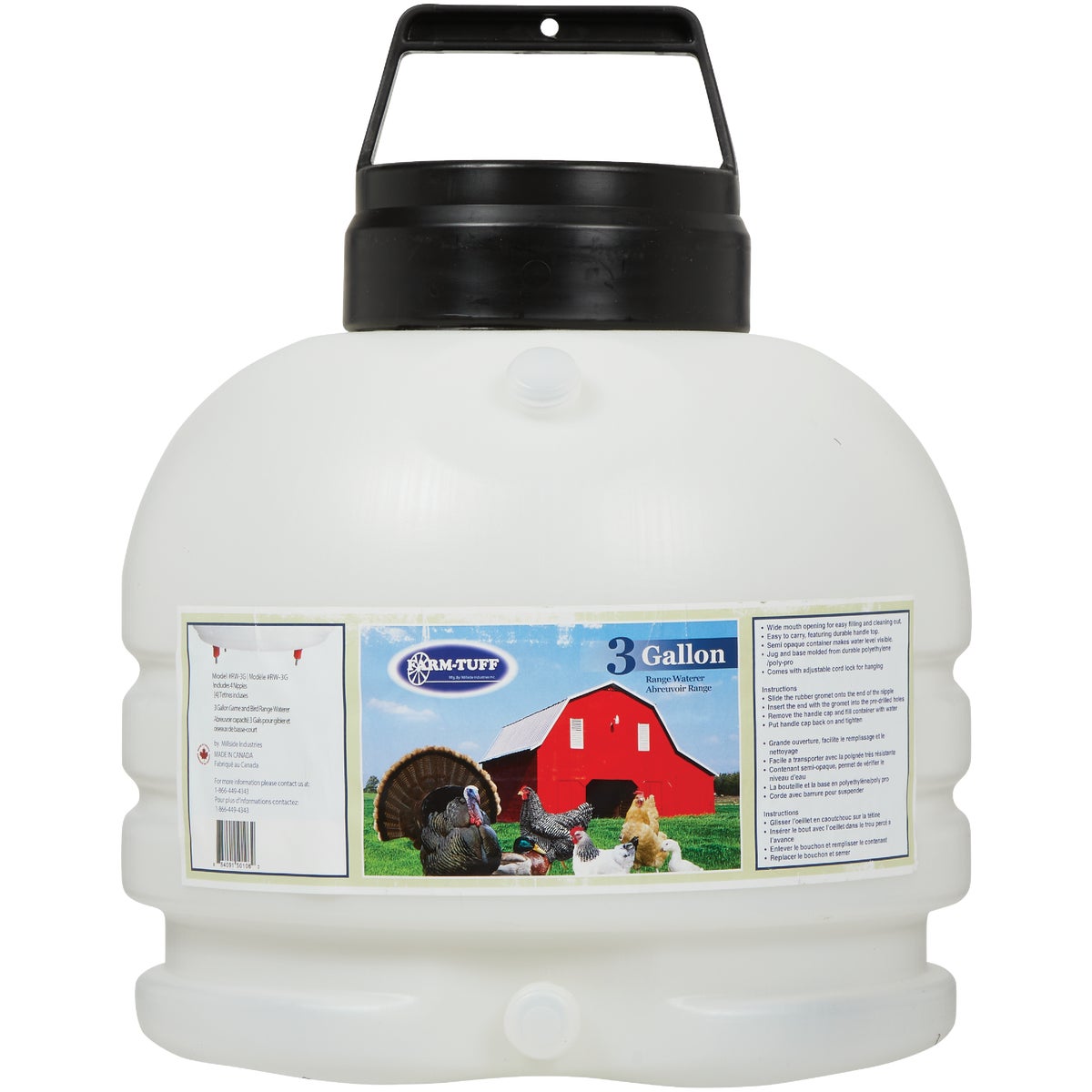 Farm-Tuff 3 Gal. Gravity-Feed Plastic Game & Bird Range Poultry Waterer