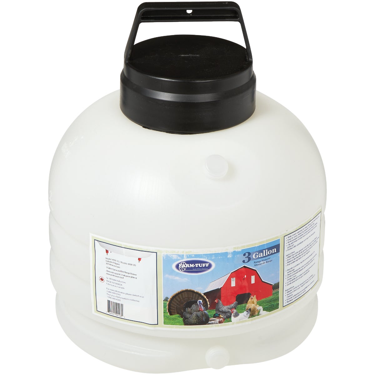 Farm-Tuff 3 Gal. Gravity-Feed Plastic Game & Bird Range Poultry Waterer