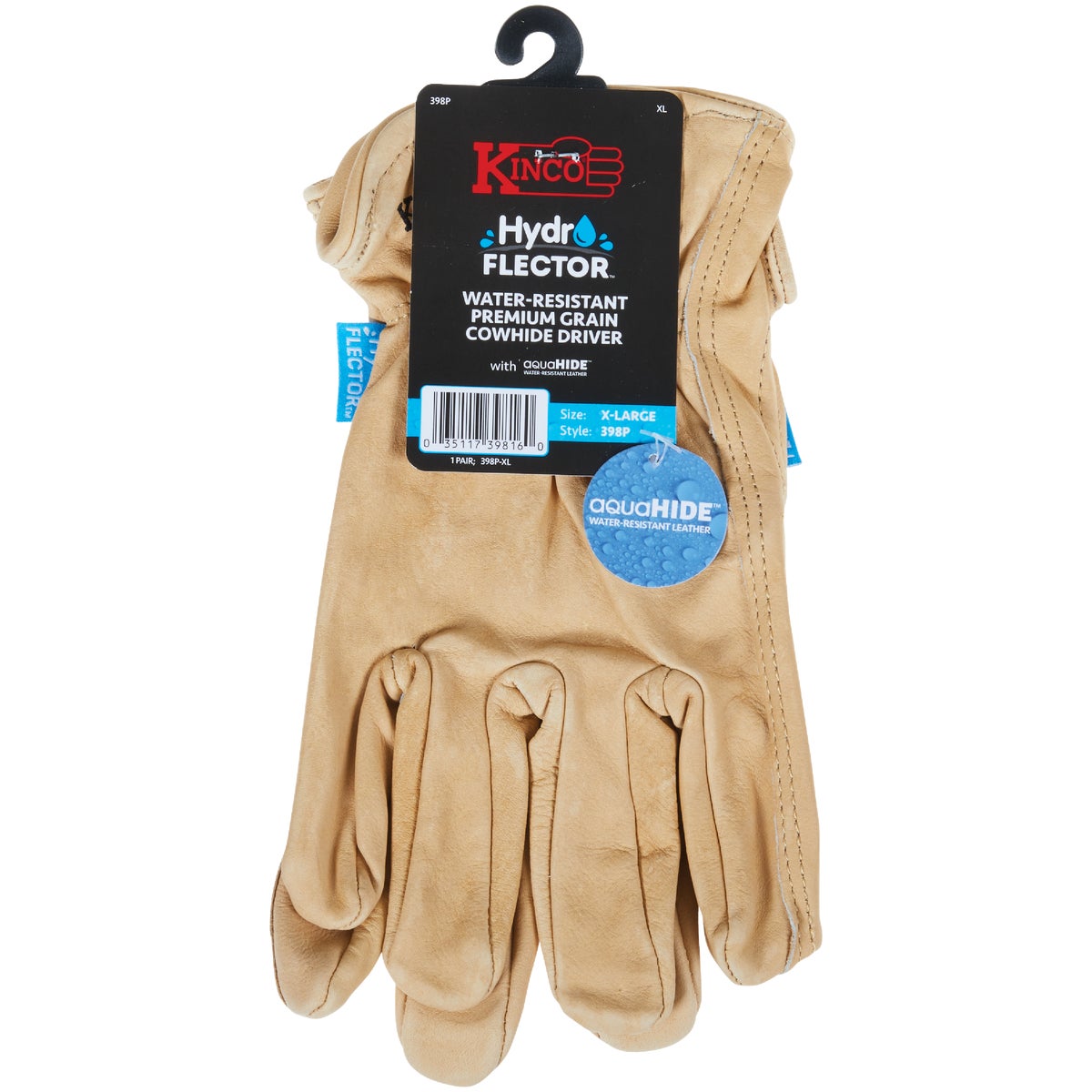 Kinco HydroFlector Men's XL Tan Cowhide Driver Glove