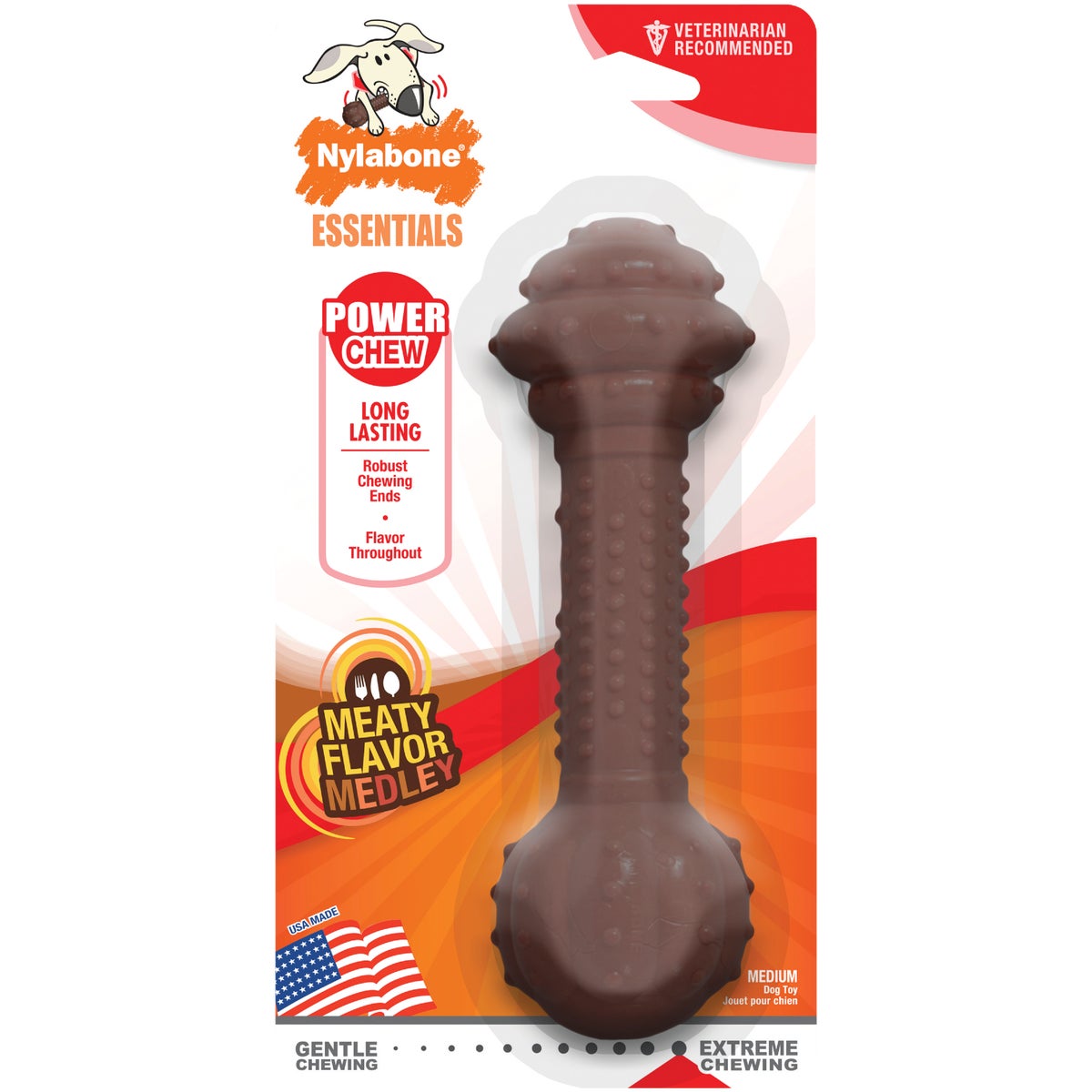 Nylabone Essentials Power Chew Barbell Medium Dog Toy