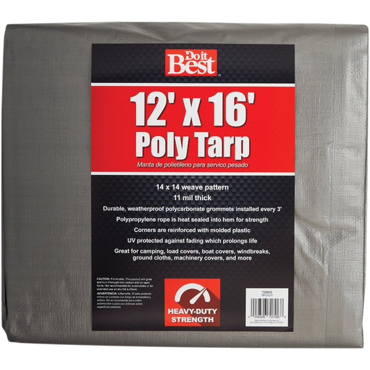 Do it Best Silver Woven 12 Ft. x 16 Ft. Heavy Duty Poly Tarp