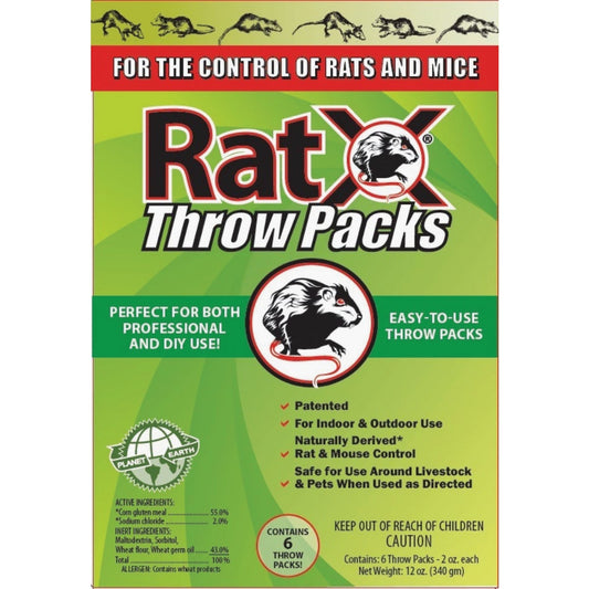 RatX Pellet Throw Pack Rat And Mouse Killer, (6-Pack)