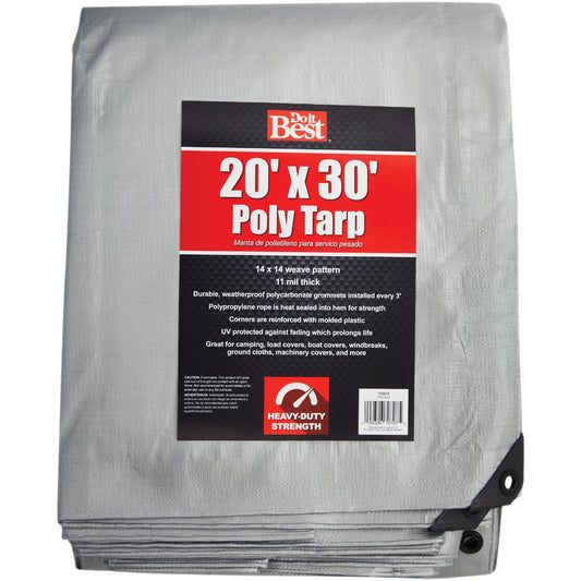 Do it Best Silver Woven 20 Ft. x 30 Ft. Heavy Duty Poly Tarp