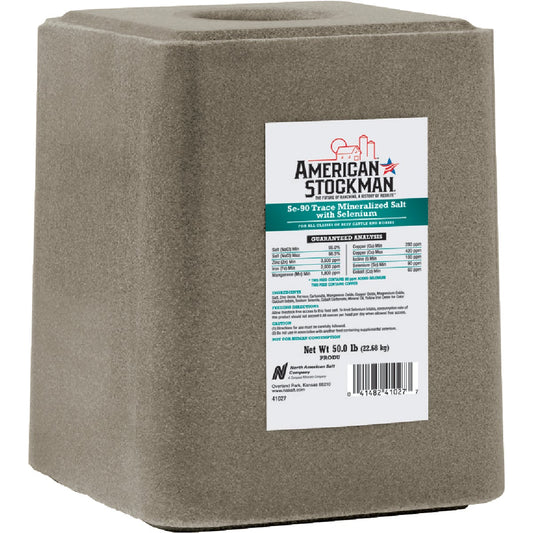 American Stockman 50 Lb. Trace Mineralized Salt With Selenium 90 Salt Block