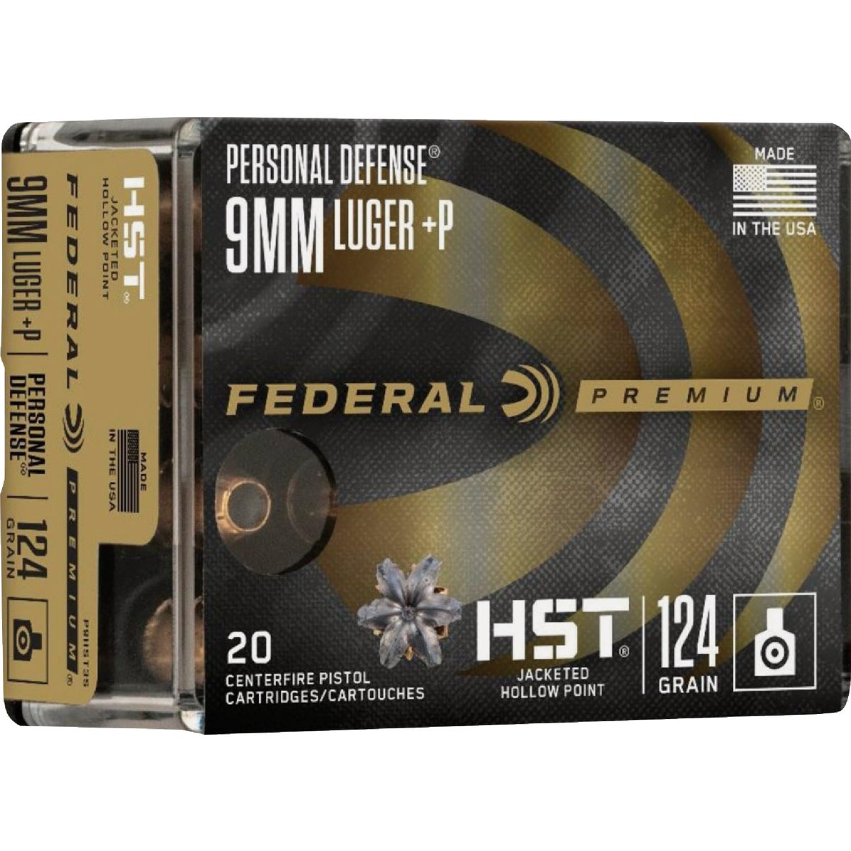 Federal Premium Personal Defense 9mm 124 Grain HST Centerfire Ammunition Cartridges