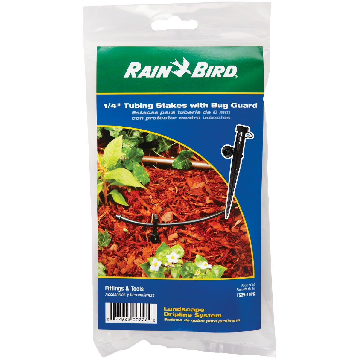 Rain Bird 1/4 In. Tubing Plastic Tubing Stake with Bug Guard (10-Pack)