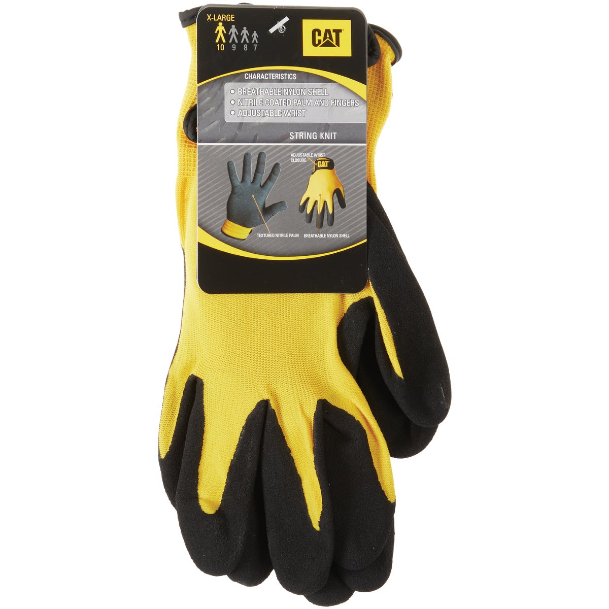 CAT Men's XL Nitrile Coated Nylon Knit Glove