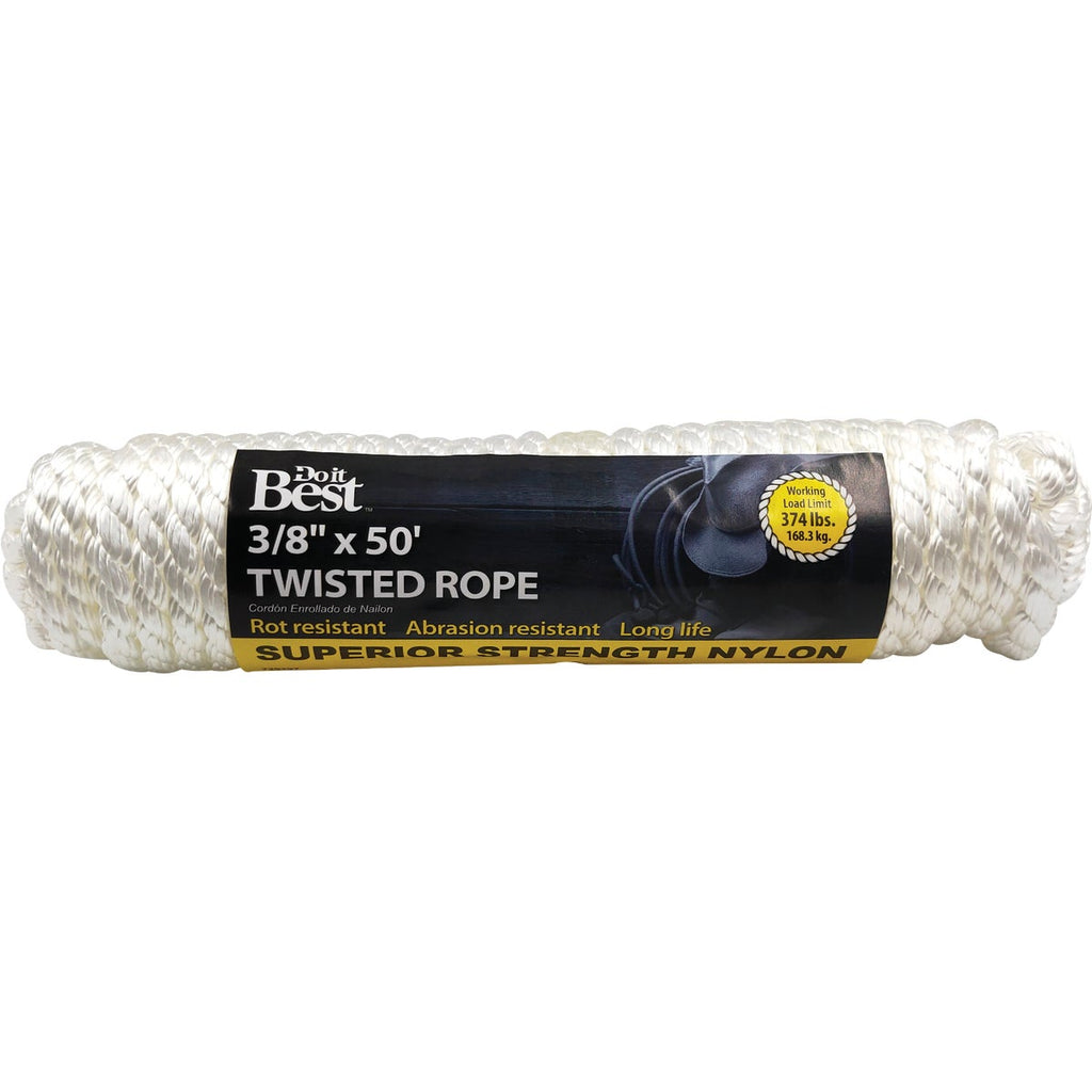 Do it Best 3/8 In. x 50 Ft. White Twisted Nylon Packaged Rope