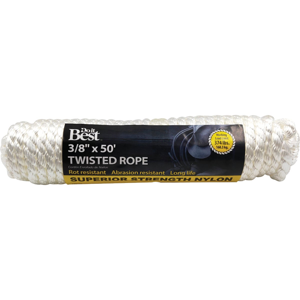Do it Best 3/8 In. x 50 Ft. White Twisted Nylon Packaged Rope