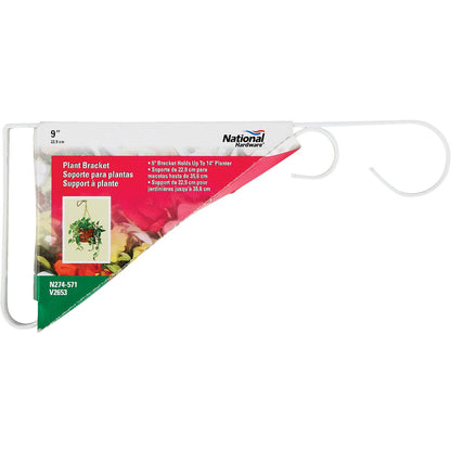 National 9 In. White Steel Hanging Plant Bracket
