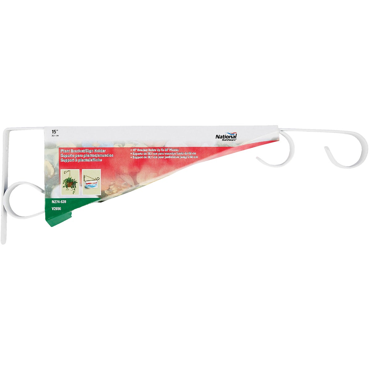 National 15 In. White Steel Hanging Plant Bracket