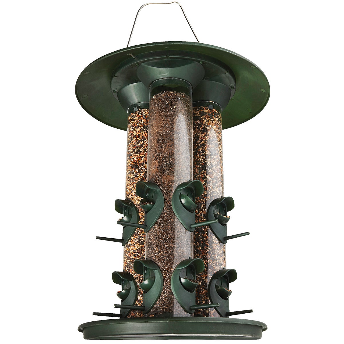 Birdscapes Safari Green Plastic Triple Tube Bird Feeder