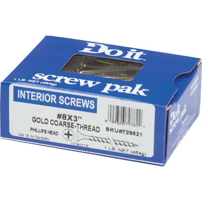 Do it #8 x 3 In. Coarse Thread Yellow Zinc Multipurpose Drywall Screw (1 Lb.-Box)