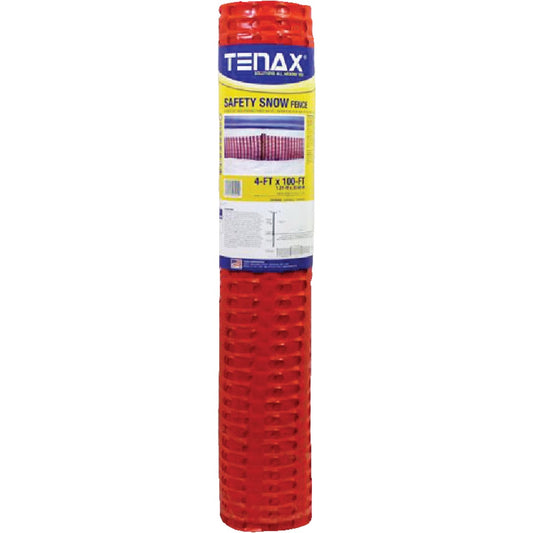 Tenax Saf-T-Sno 4 Ft. H. x 100 Ft. L. Polyethylene Snow Safety Fence, Orange