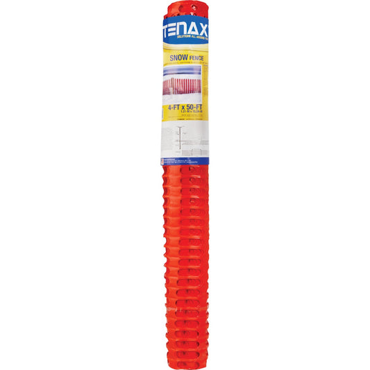 Tenax Saf-T-Sno 4 Ft. H. x 50 Ft. L. Polyethylene Snow Safety Fence, Orange