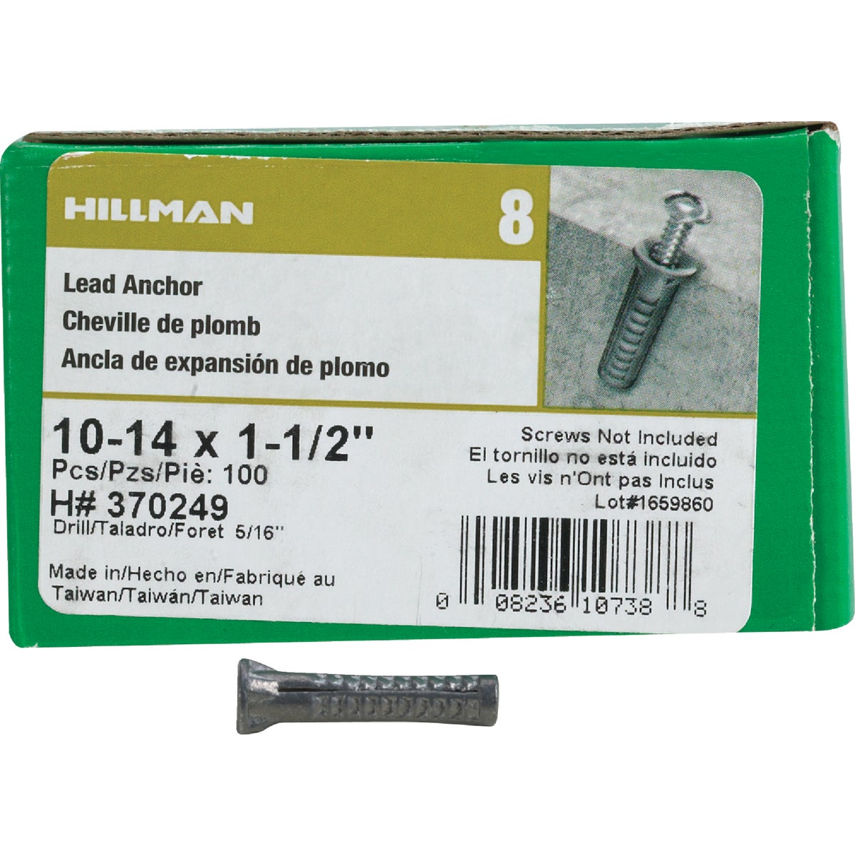 Hillman #10 To #14 x 1-1/2 In. Lead Wood Screw Anchor (100 Count)