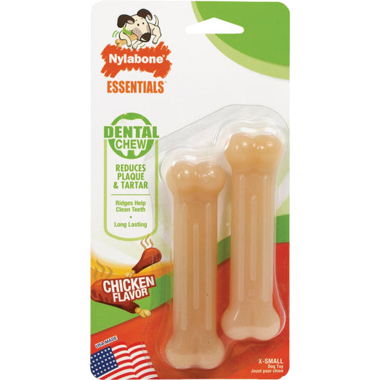 Nylabone Essentials Power Chew Dental Plus Bone Extra Small Dog Toy (2-Pack)