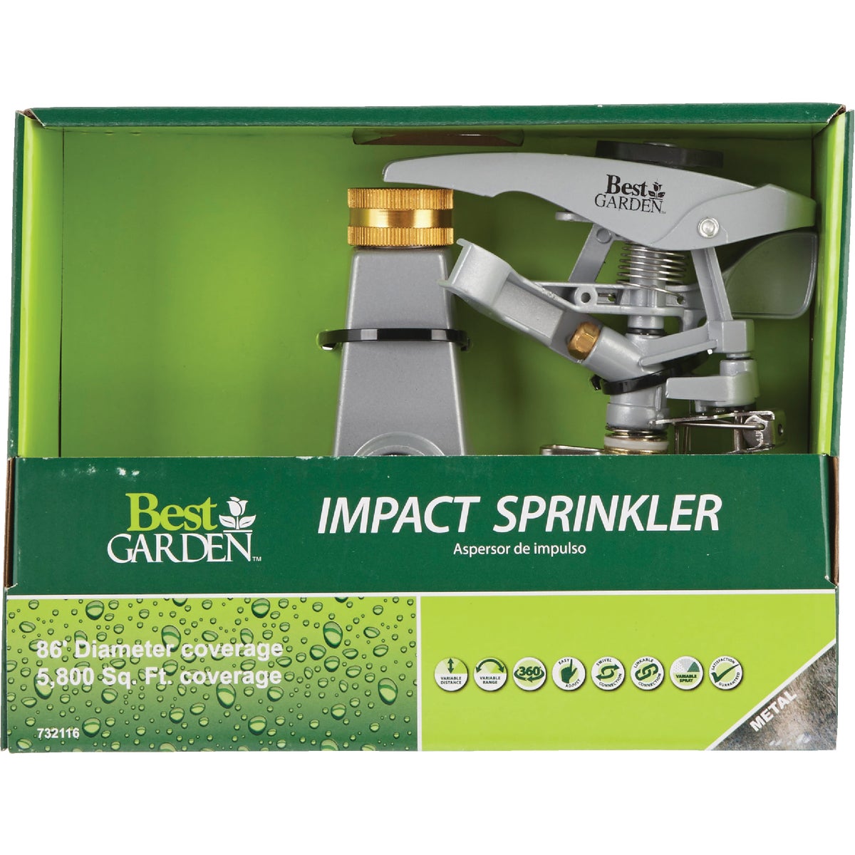 Best Garden Metal 5800 Sq. Ft. Wheeled Impulse Sprinkler