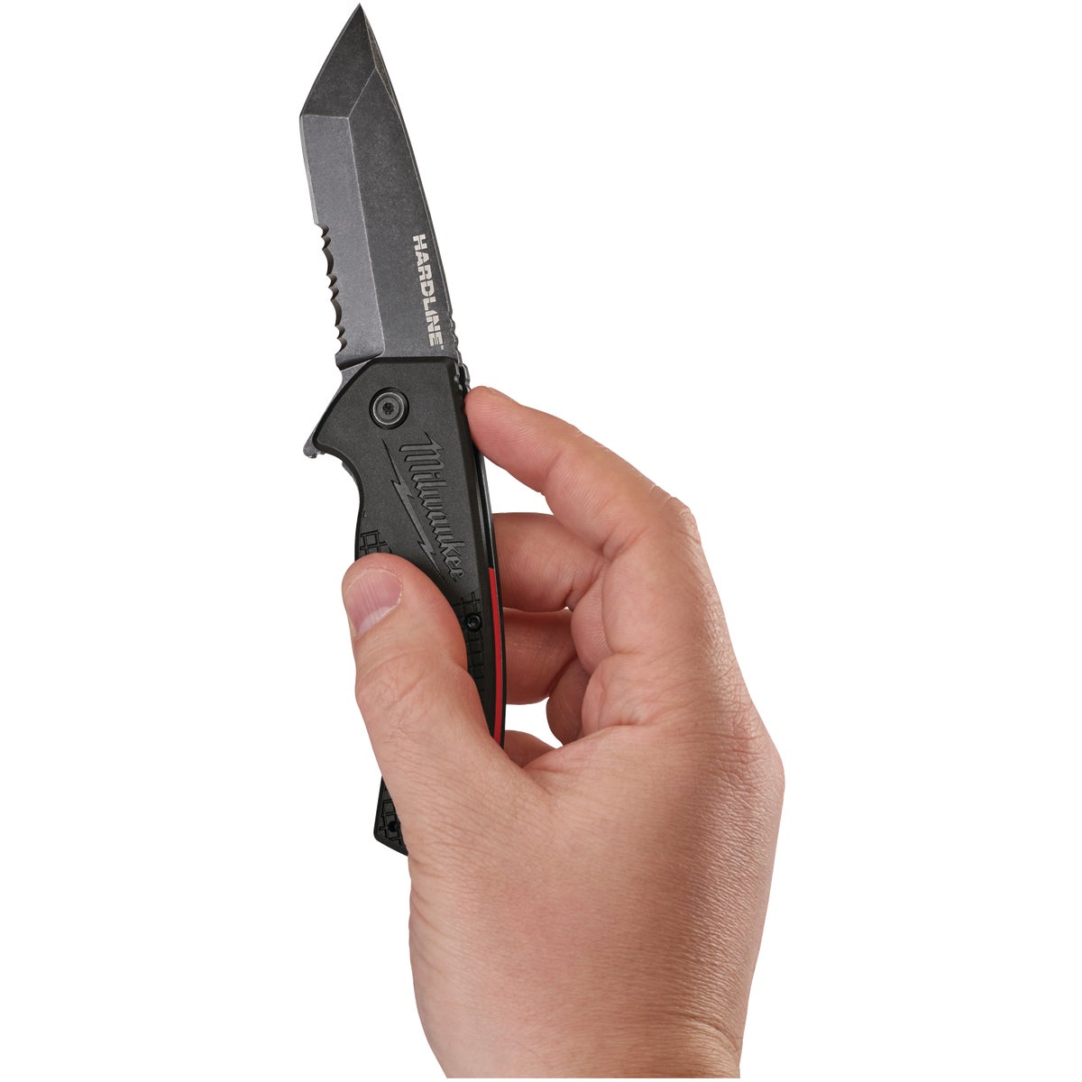 Milwaukee Hardline 3 In. Serrated Blade Black Pocket Knife
