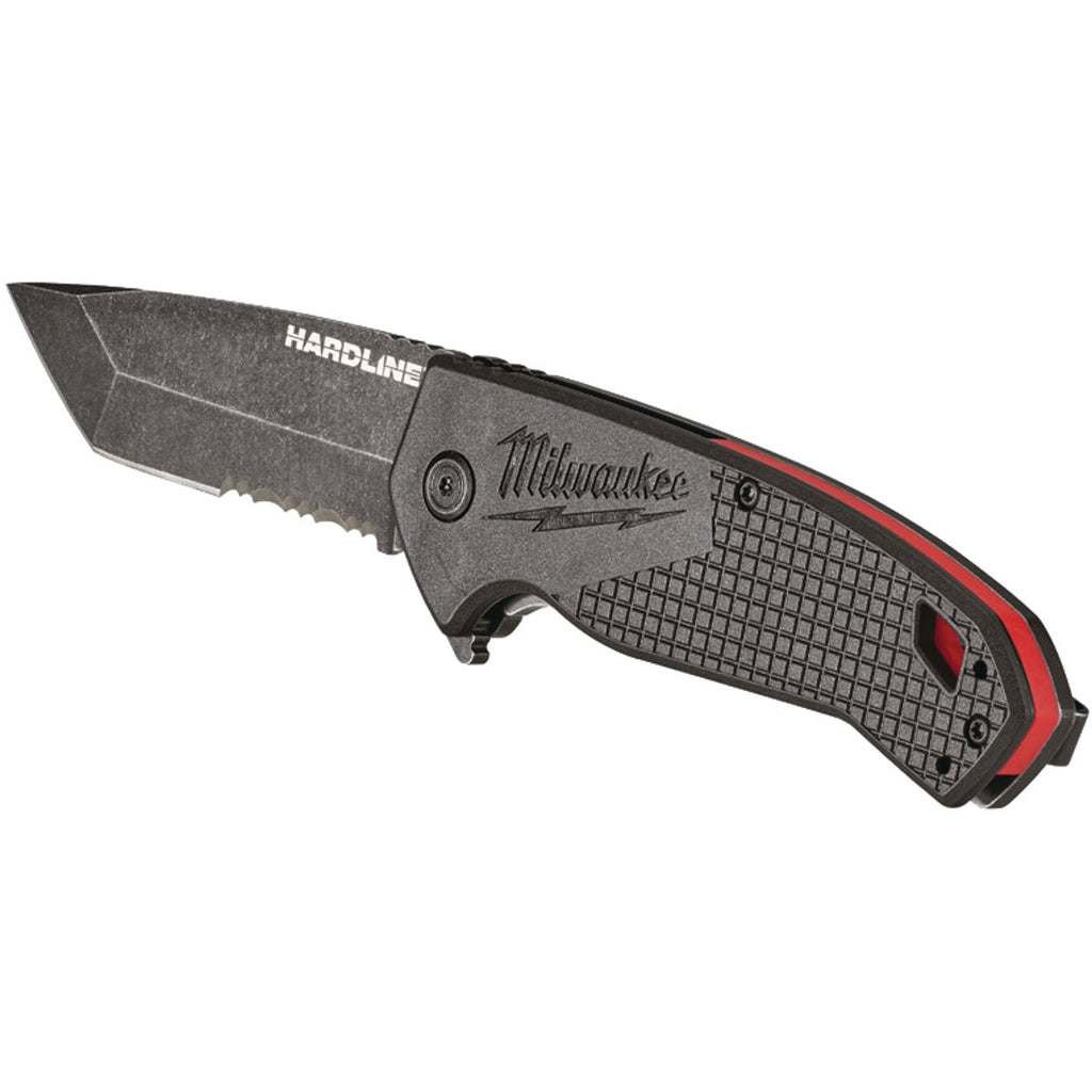 Milwaukee Hardline 3 In. Serrated Blade Black Pocket Knife