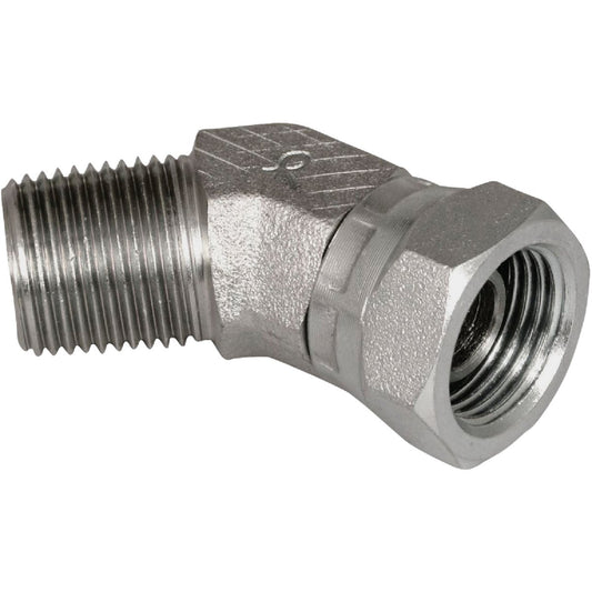 Apache 1/2 In. Male Pipe x 1/2 In. Female Pipe Swivel 45 Deg. Hydraulic Hose Adapter