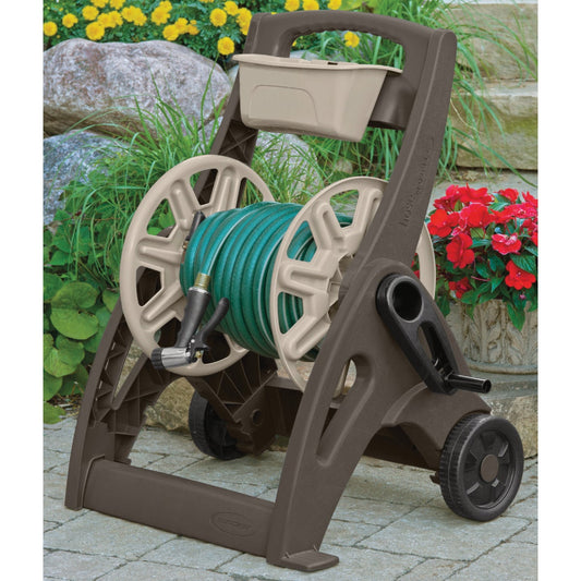 Suncast 225 Ft. x 5/8 In. Taupe & Bronze Hosemobile Resin Hose Reel with Storage Bin