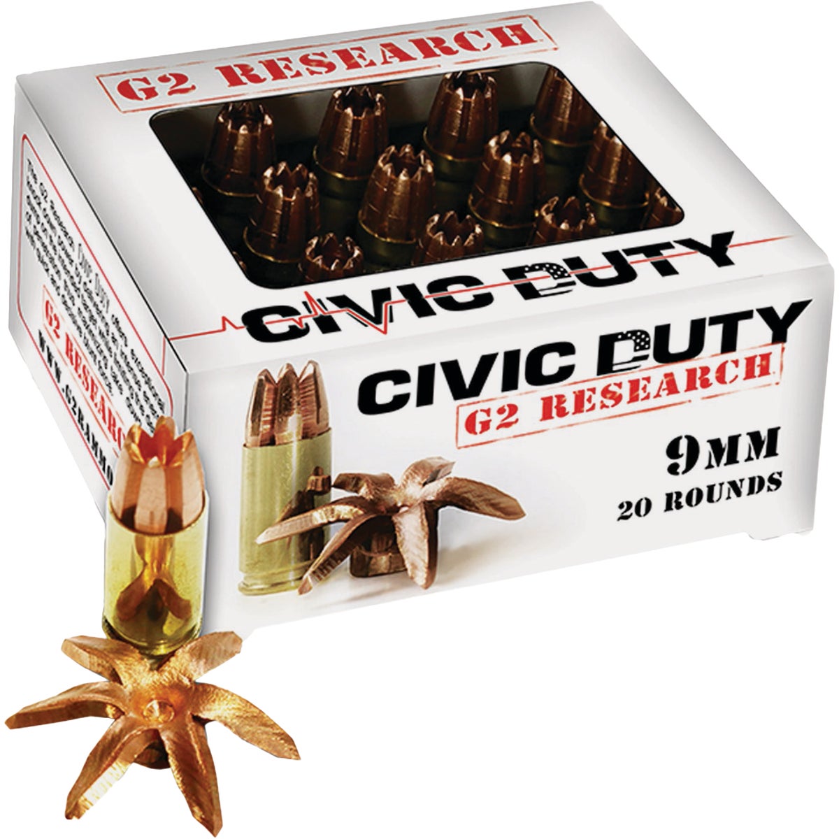 G2 Research Civic Duty 9mm Centerfire Ammunition Cartridges