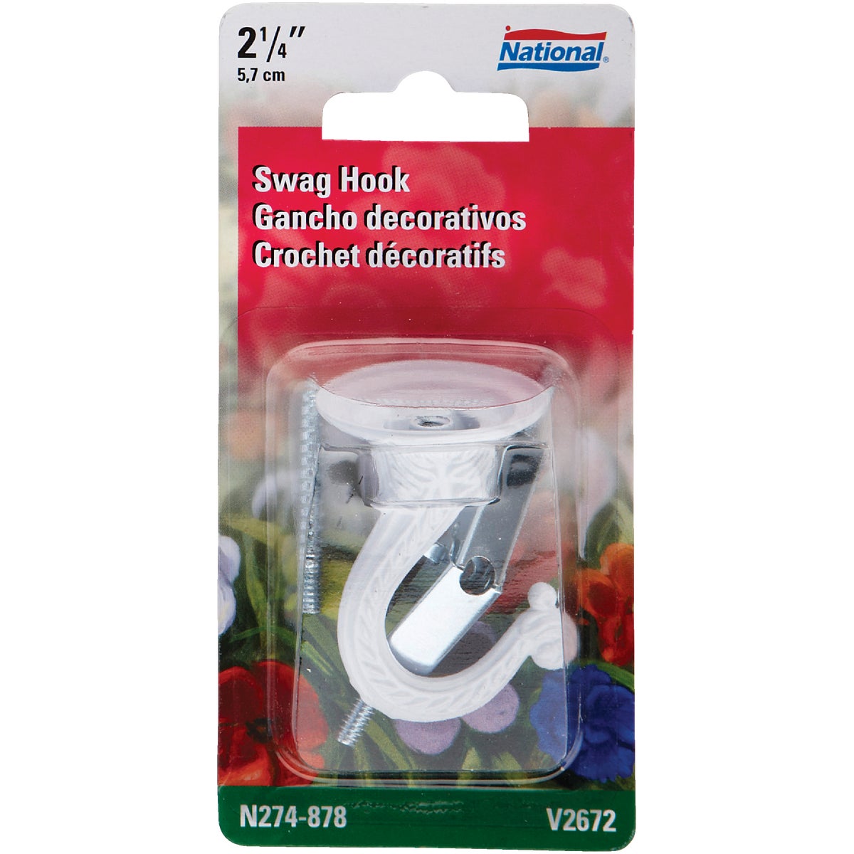 National 2-1/4 In. White Die Cast Swag Hook