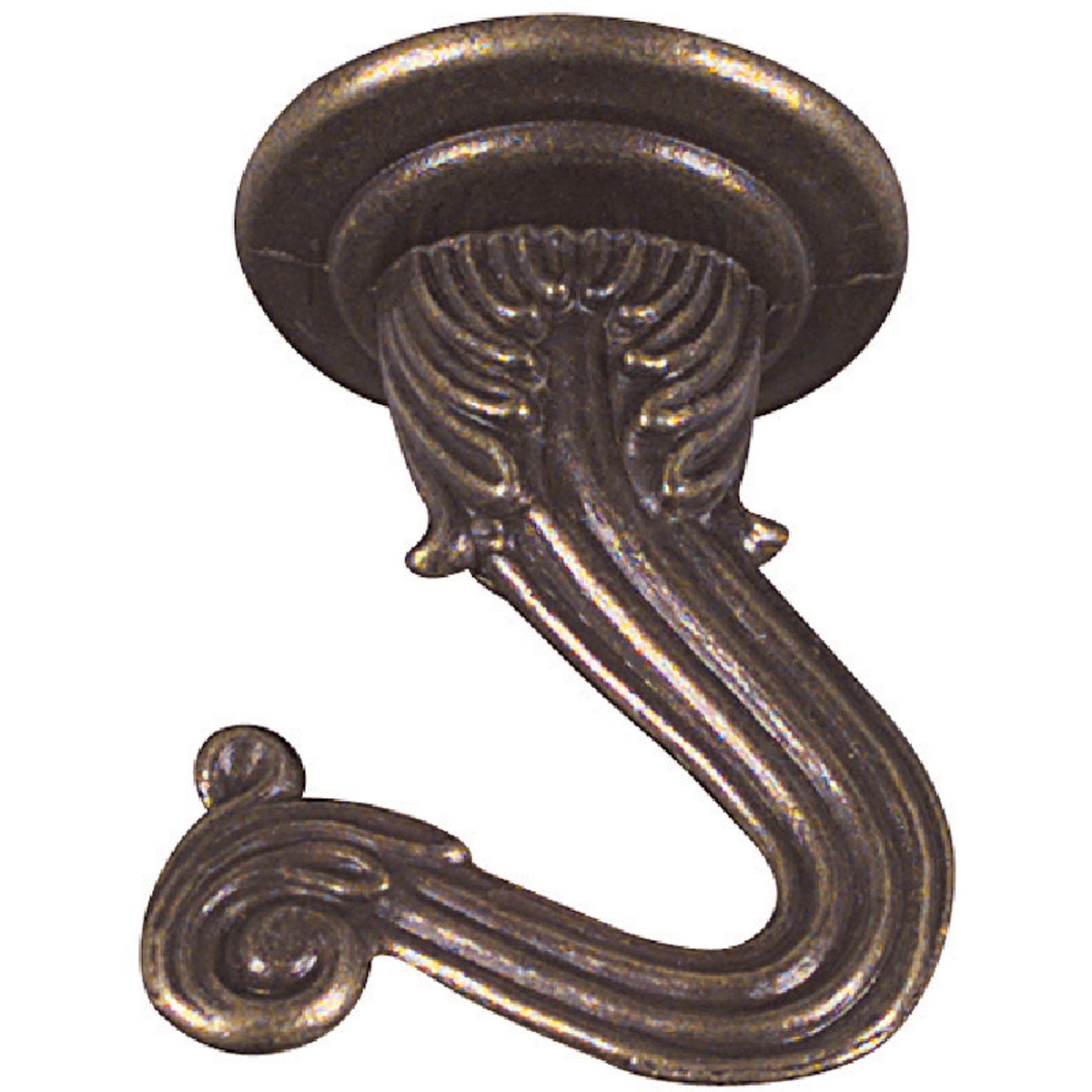 National 1-1/2 In. Antique Brass Die Cast Swag Hook (2-Pack)