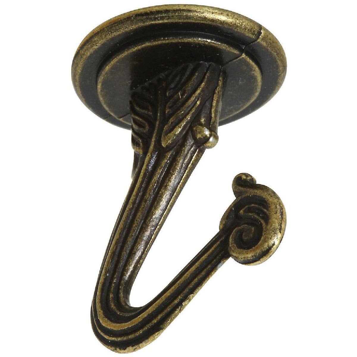 National 1-1/2 In. Antique Brass Die Cast Swag Hook (2-Pack)