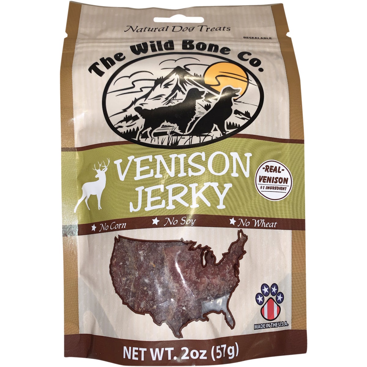 The Wild Bone Company Venison Jerky Dog Treat, 2 Oz.