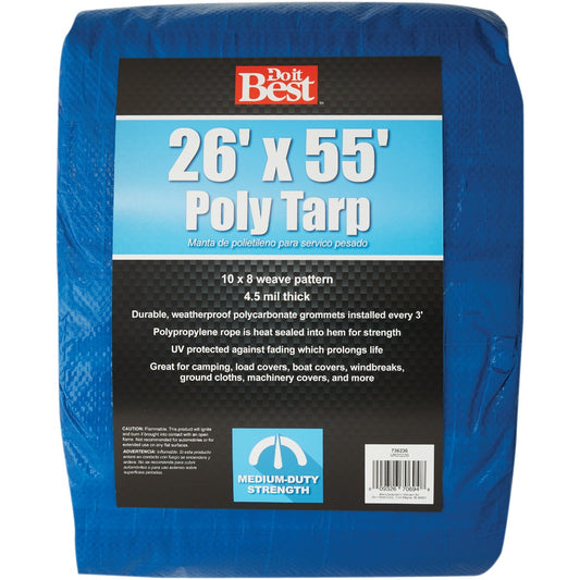 Do it Best Blue Woven 26 Ft. x 55 Ft. Medium Duty Poly Tarp