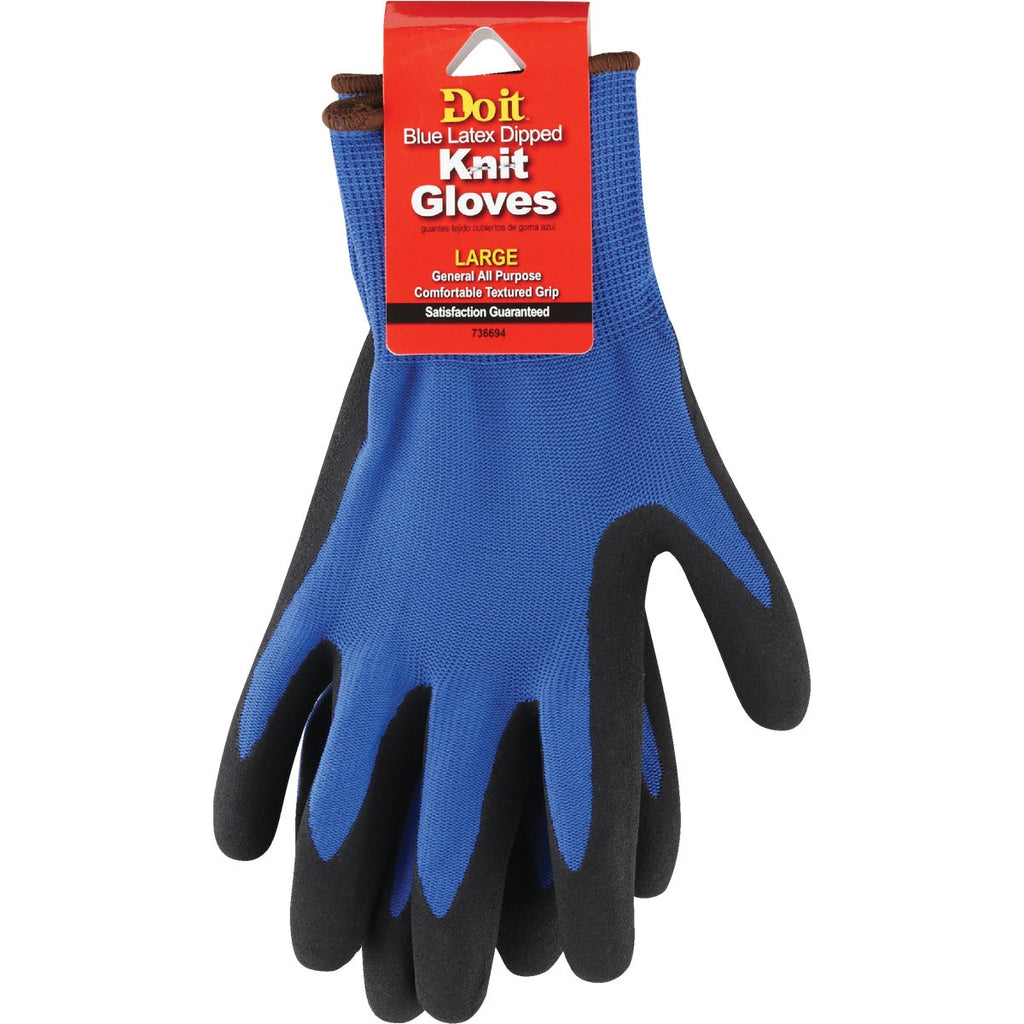 Do it Best Men's Large Grip Latex Coated Glove, Blue