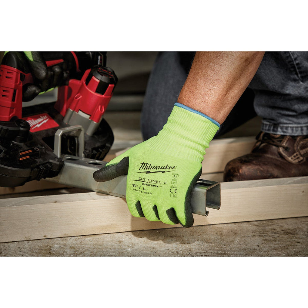 Milwaukee Unisex Medium Cut Level 2 High Vis Polyurethane Dipped Glove
