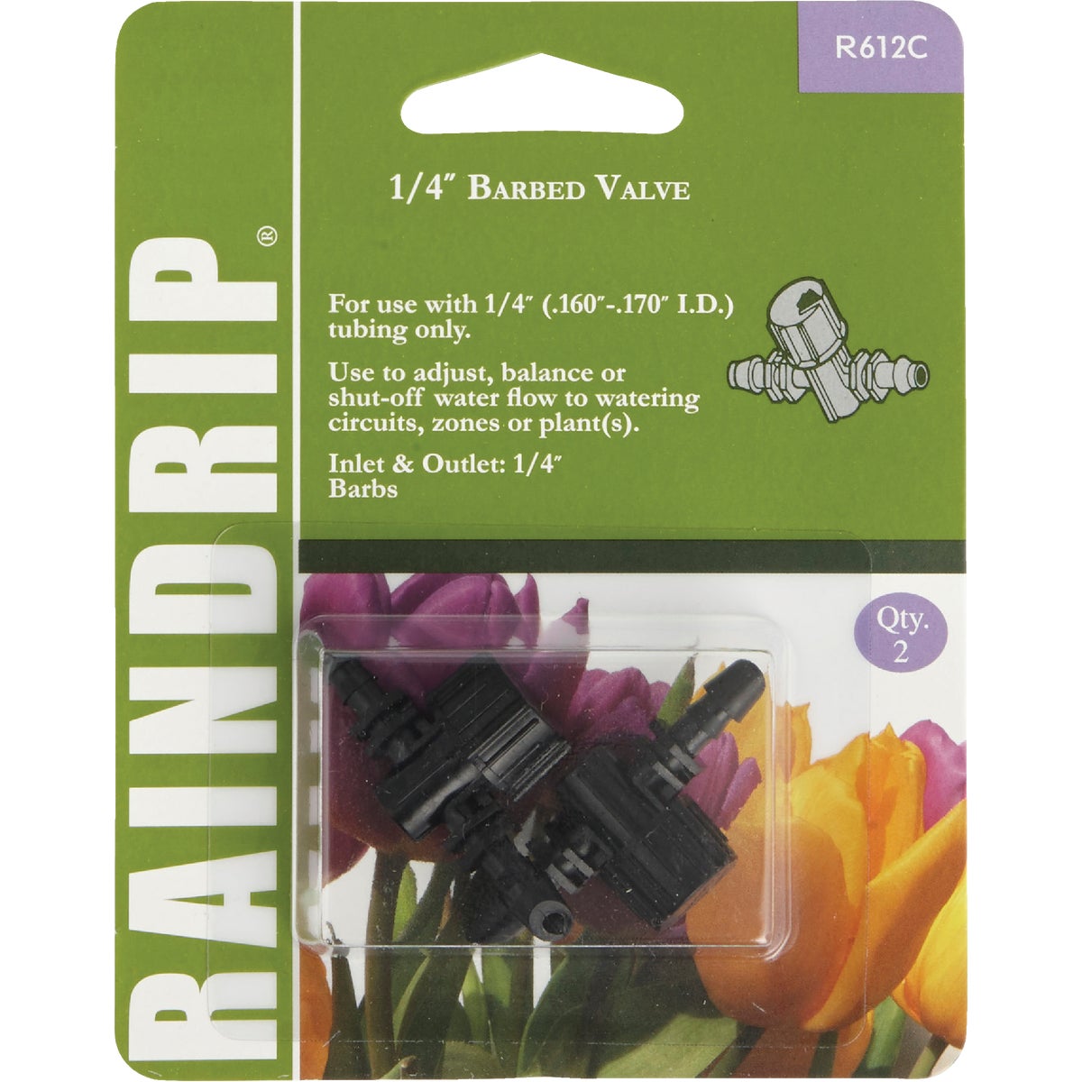 Raindrip 1/4 In. Double-Barbed In-Line Valve (2-Pack)