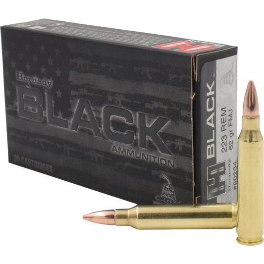 Hornady Black .223 Rem 62 Grain FMJ Centerfire Ammunition Cartridges