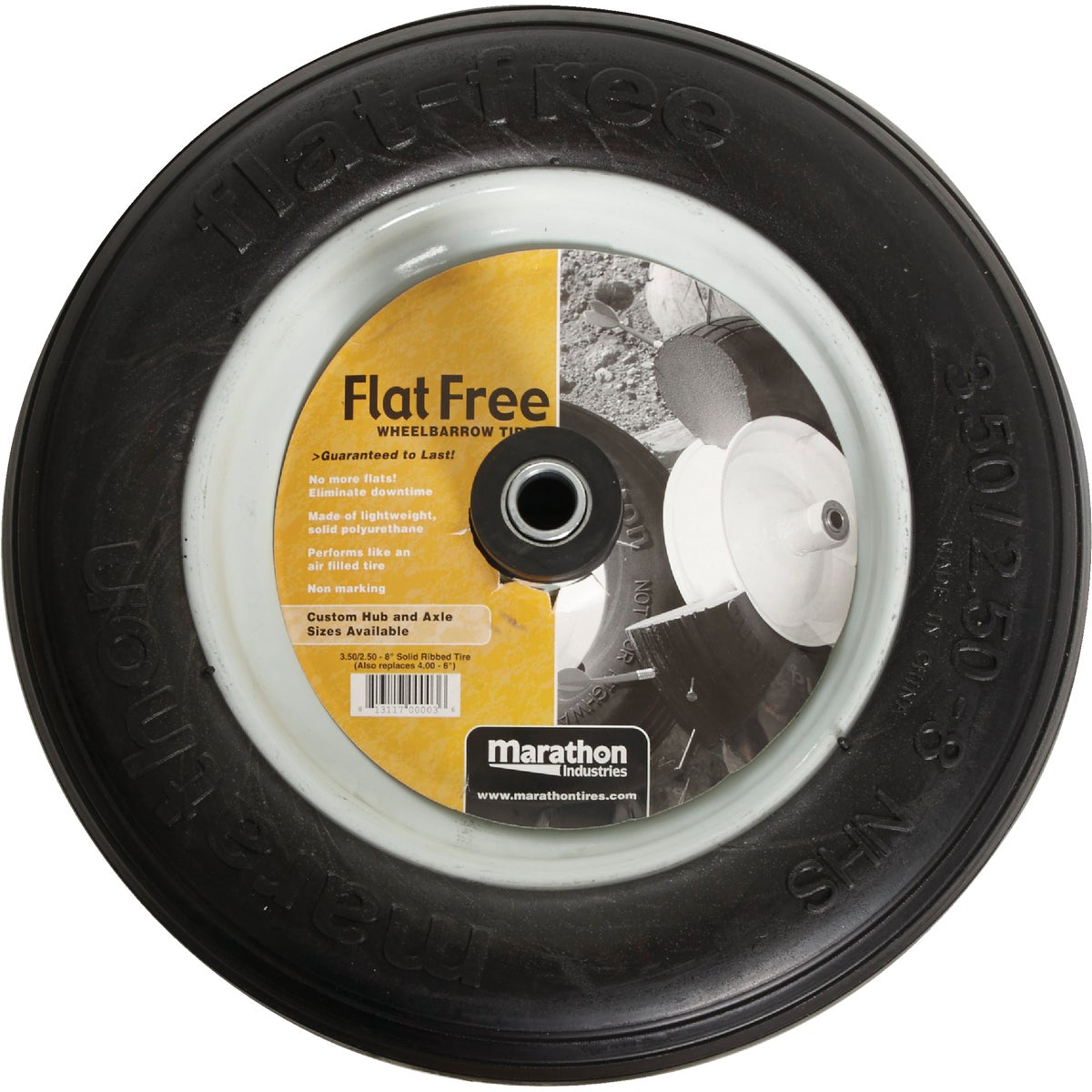 Marathon 13 x 350/250-8 In. Flat Free Wheelbarrow Wheel