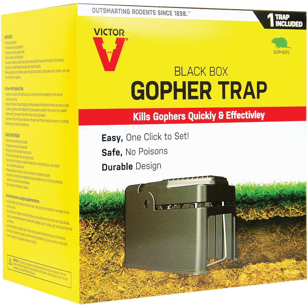 Victor The Black Box Black Painted Metal Gopher Trap