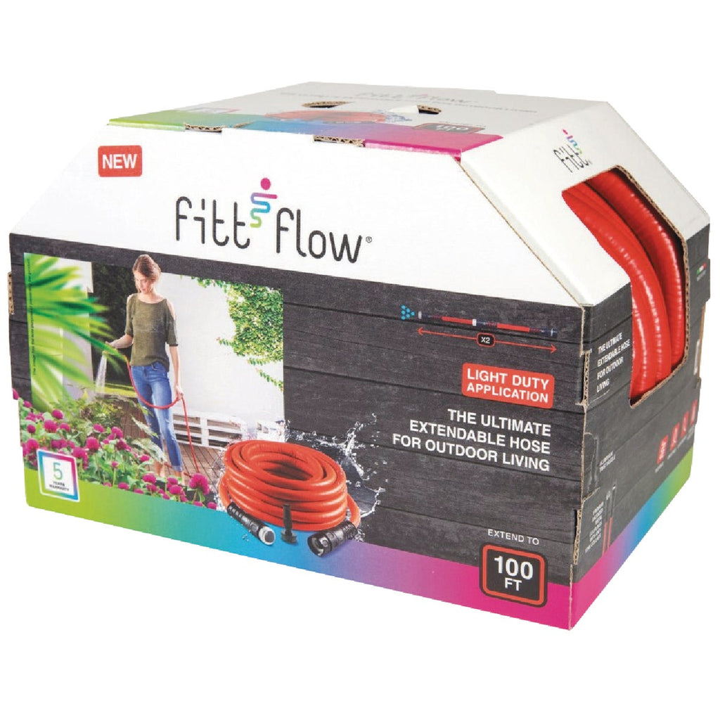 Fitt Flow 1/2 In. x 100 Ft. Red Expandable Hose & Twist Nozzle