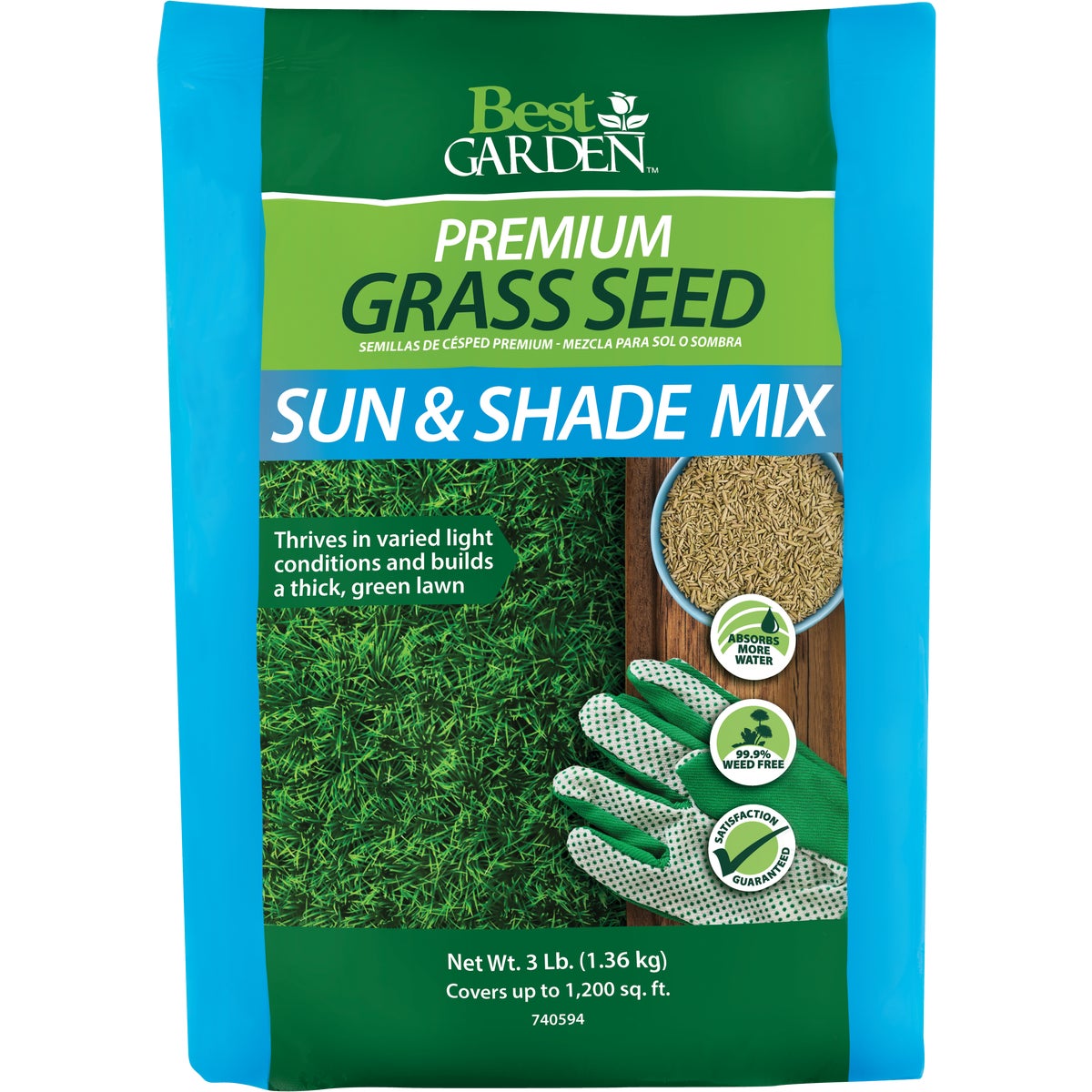 Best Garden 3 Lb. 750 Sq. Ft. Coverage Sun & Shade Grass Seed